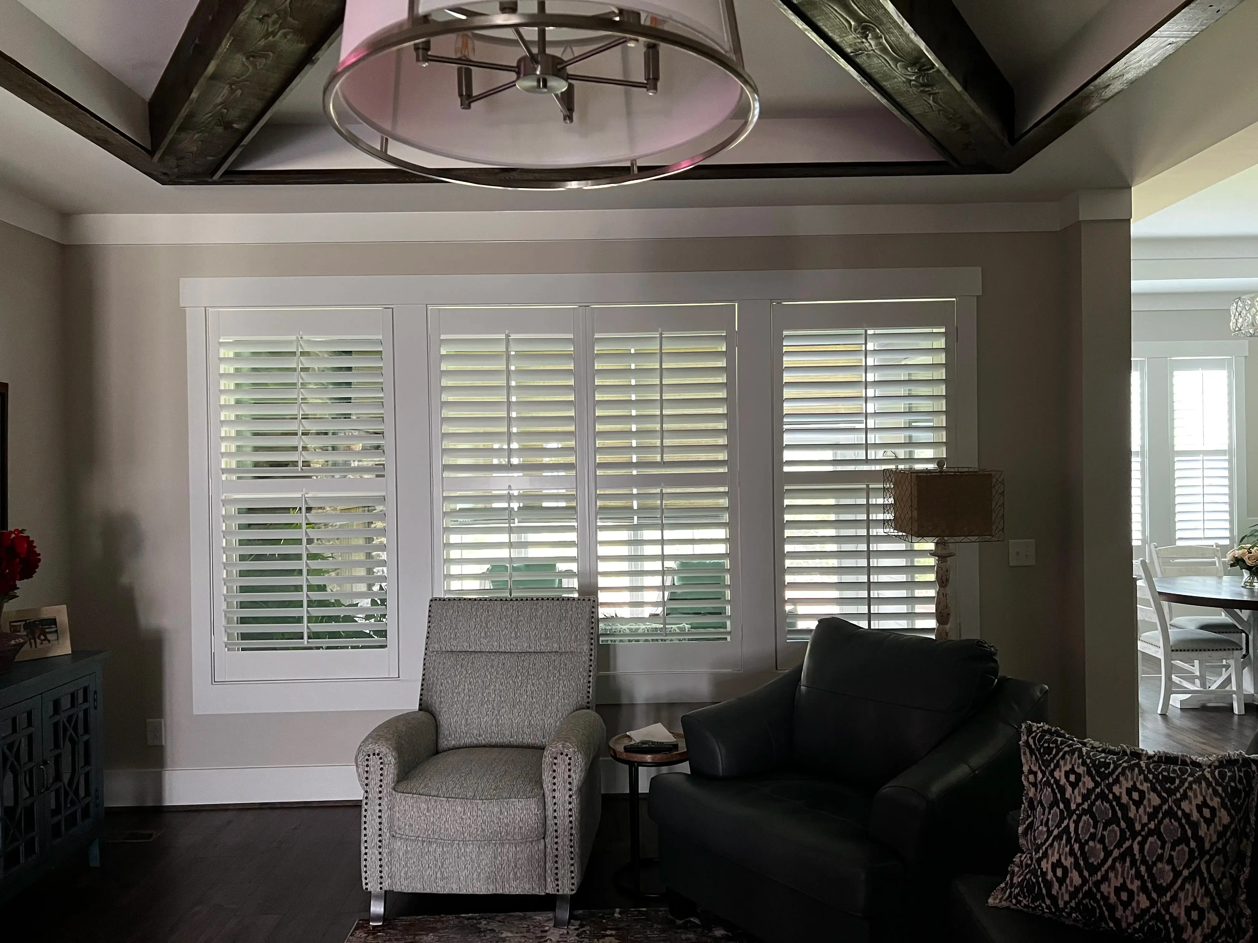 Classic white Southern plantation shutters